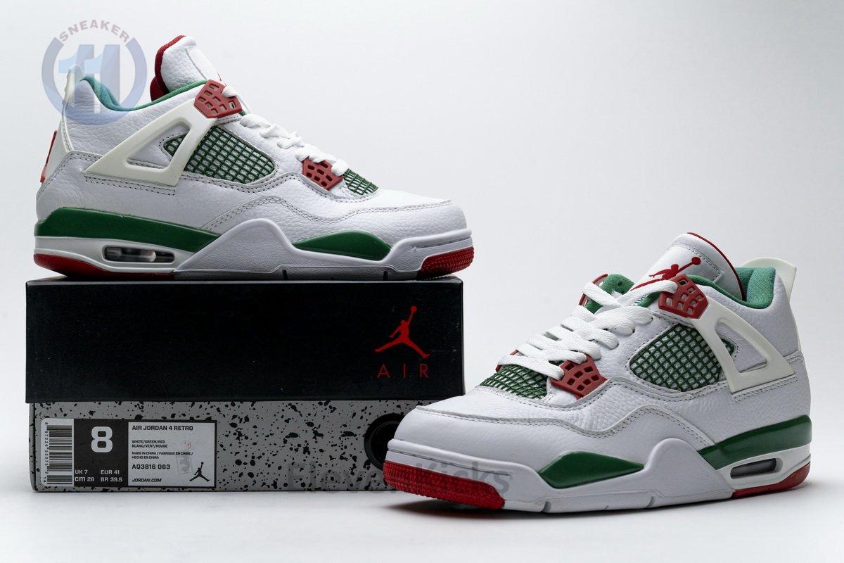 AQ3816-063 Air Jordan 4 Retro White Green Red
