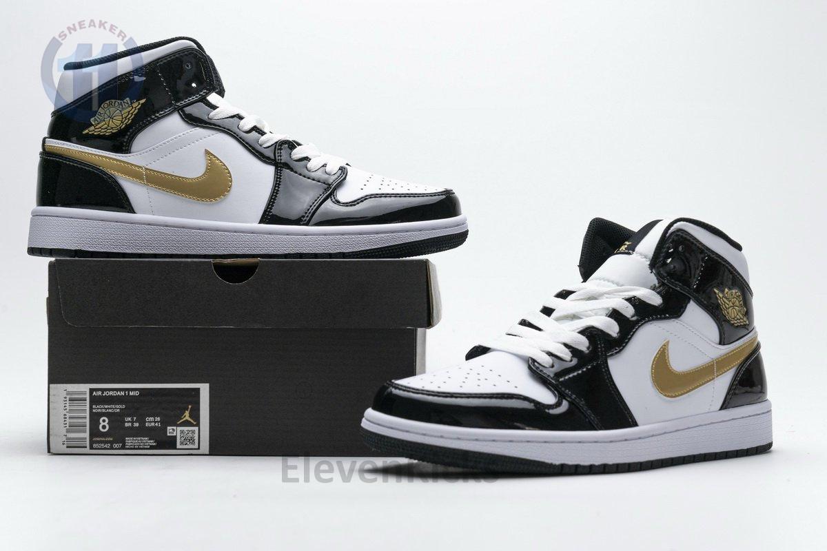 852542-007 Air Jordan 1 Mid Gold Patent Leather