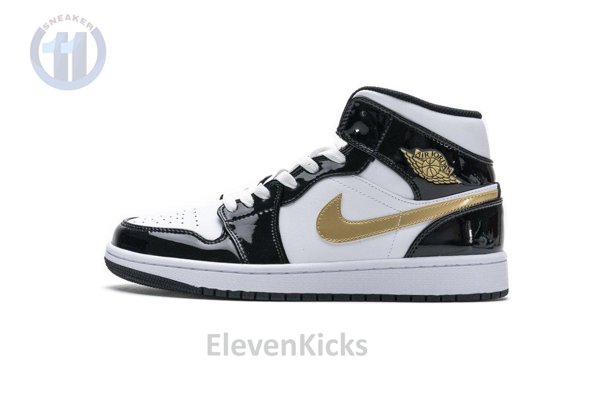 852542-007 Air Jordan 1 Mid Gold Patent Leather