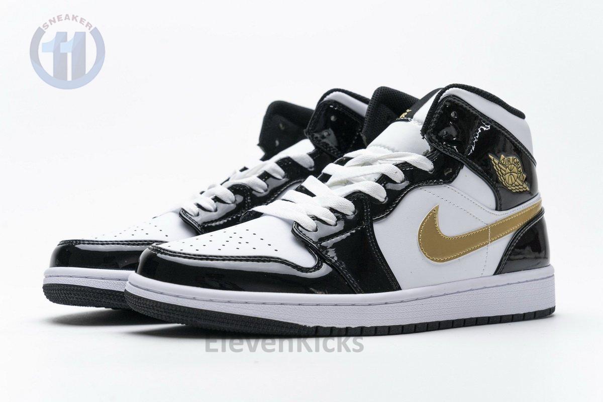 852542-007 Air Jordan 1 Mid Gold Patent Leather