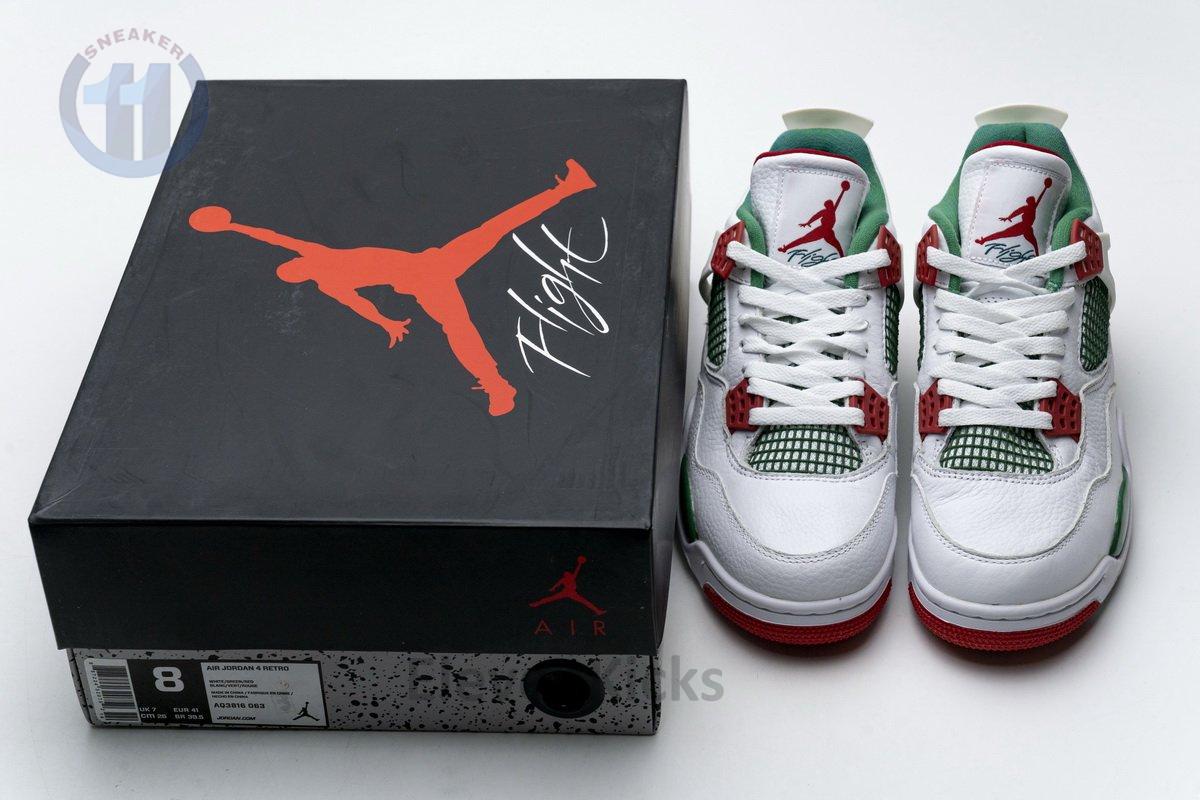 AQ3816-063 Air Jordan 4 Retro White Green Red