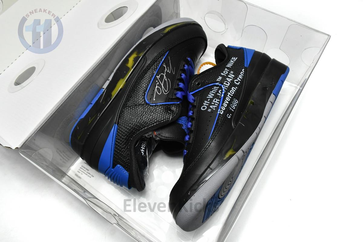 DJ4375-004 Off White x Air Jordan 2 Retro Low SP Black and Varsity Royal