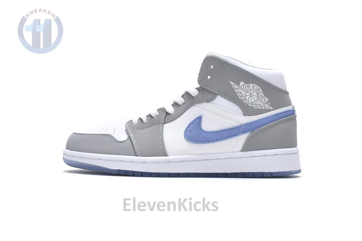 BQ6472-105 Air Jordan 1 Mid Wolf Grey Aluminum