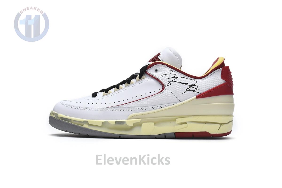 DJ4375-106 Off White x Air Jordan 2 Retro Low SP White and Varsity Red