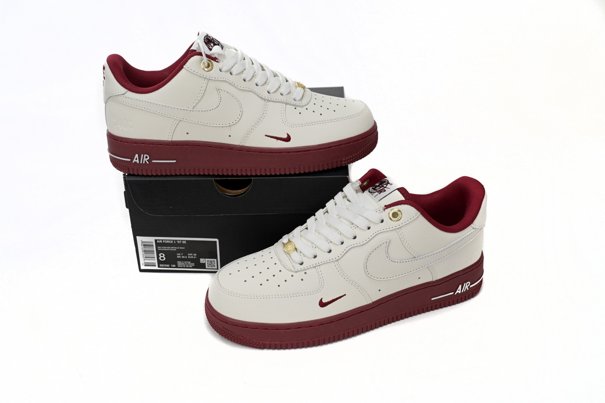 DQ7582-100 Nike Air Force 1’07 Low Beige Red